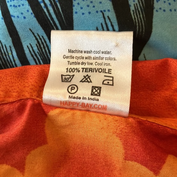 Happy Bay Tropical Multi Color Rima Design Button Front Short Sleeve Shirt - Picture 11 of 12